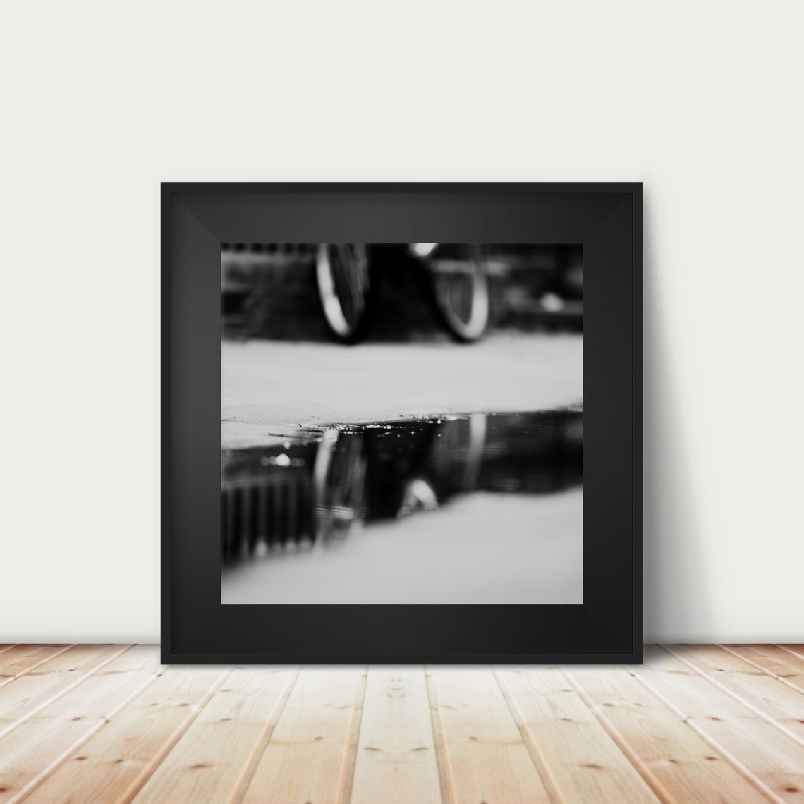 Black And White Bicycle Photograph Reflection Print Abstract Art Bike Cambridge Square