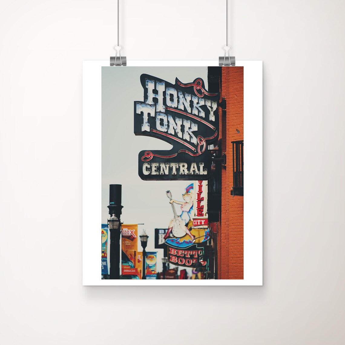 Honky Tonk Central Neon Sign Nashville Broadway Photo Poster