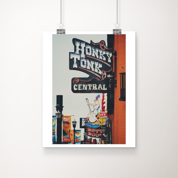 Honky Tonk Central Neon Sign Nashville Broadway Photo Poster