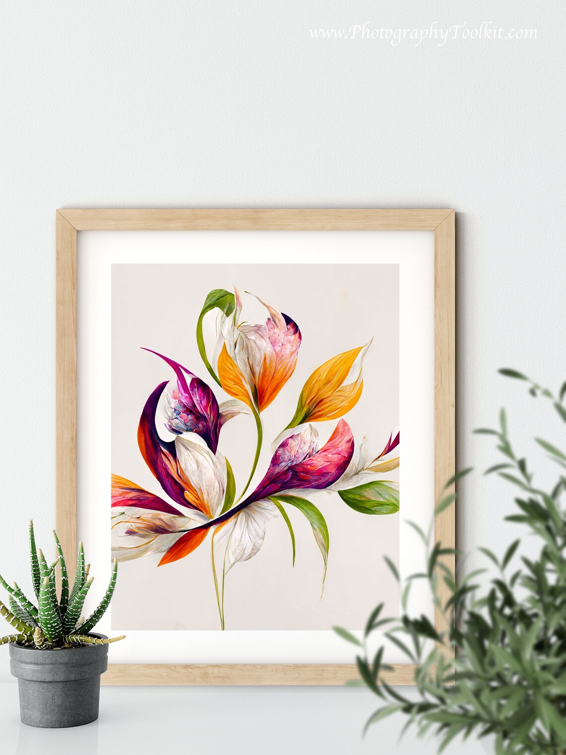 Bold Floral Abstract Magenta Orange Petals Modern Botanical Art Print - Image 5