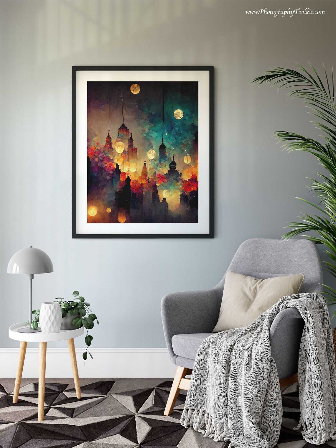 Night Sky Full Moon Moon Phase Wall Art Print - Image 6