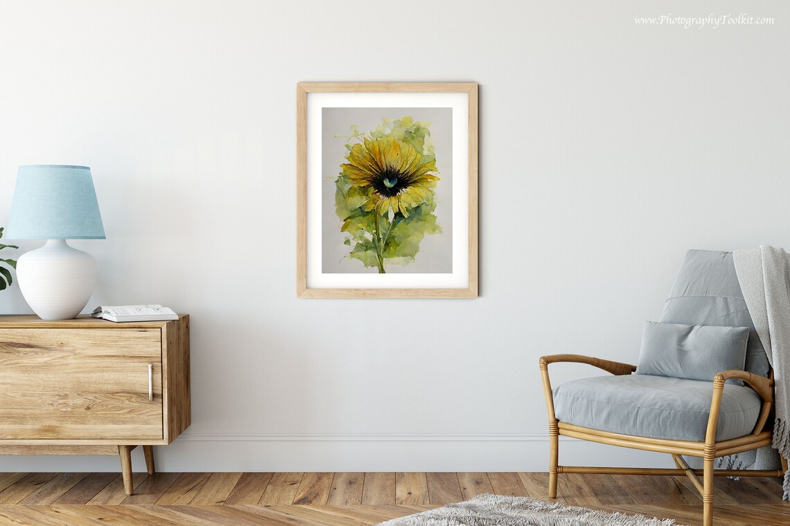 Sunflower Botanical Watercolor Flower Art Print - Image 4