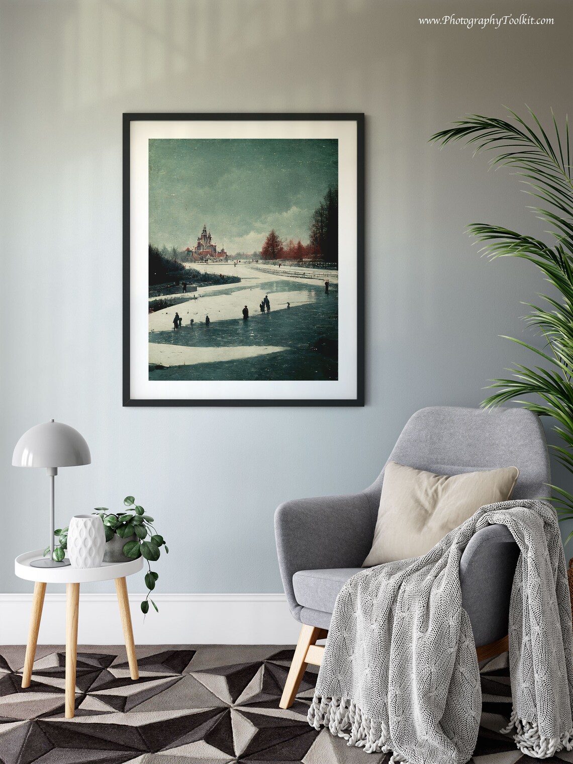 People Ice Skating Art Print, Winter Holiday Decor - Image 6