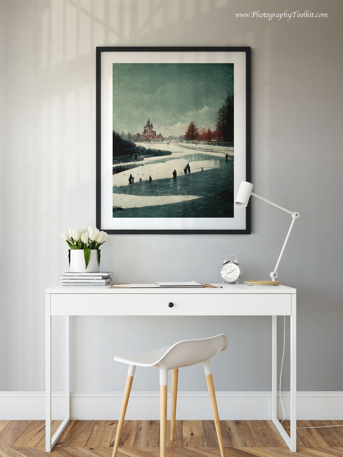 People Ice Skating Art Print, Winter Holiday Decor - Image 2