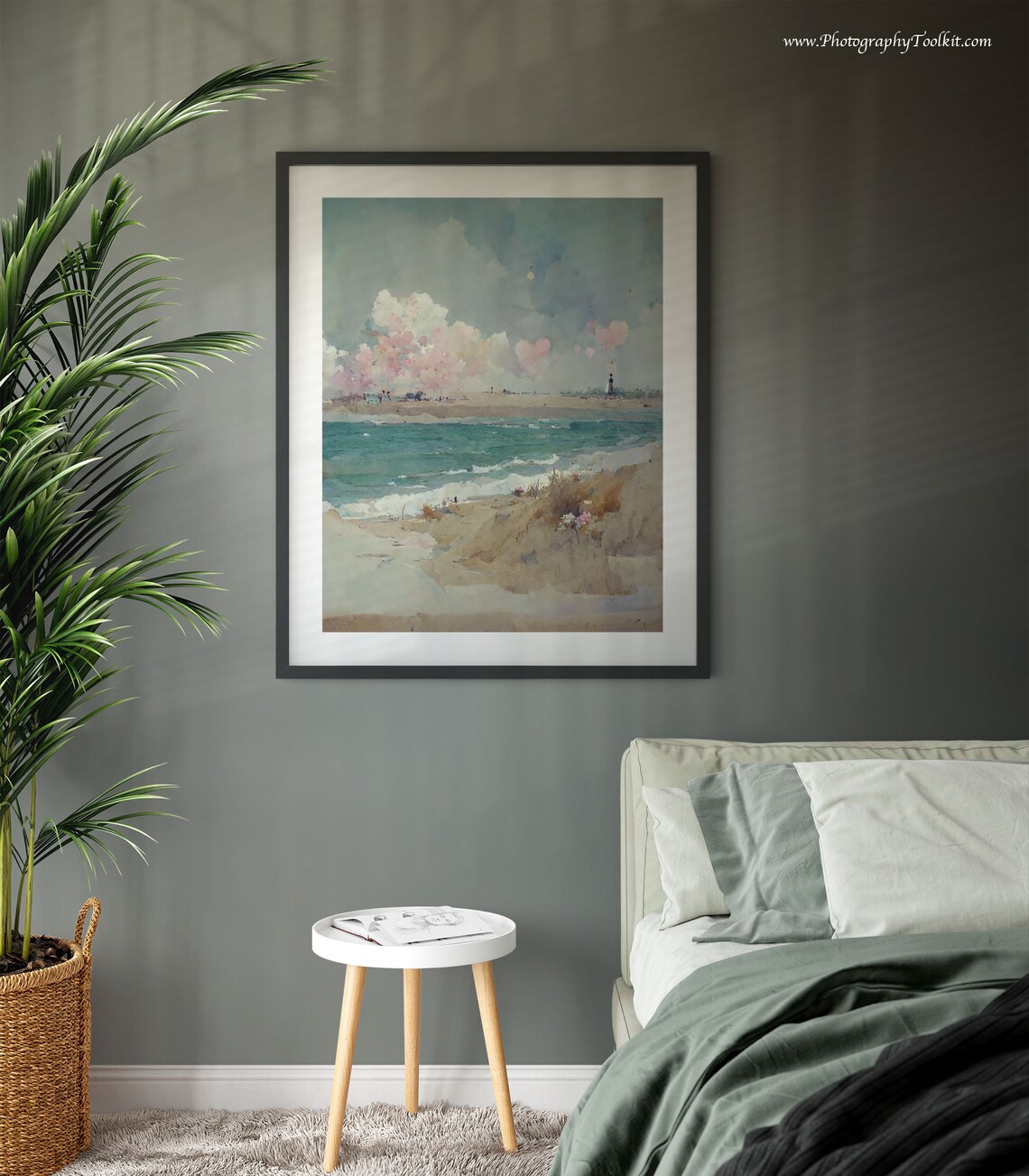 Rustic Coastal Vintage Seaside Landscape Art Print - Image 3