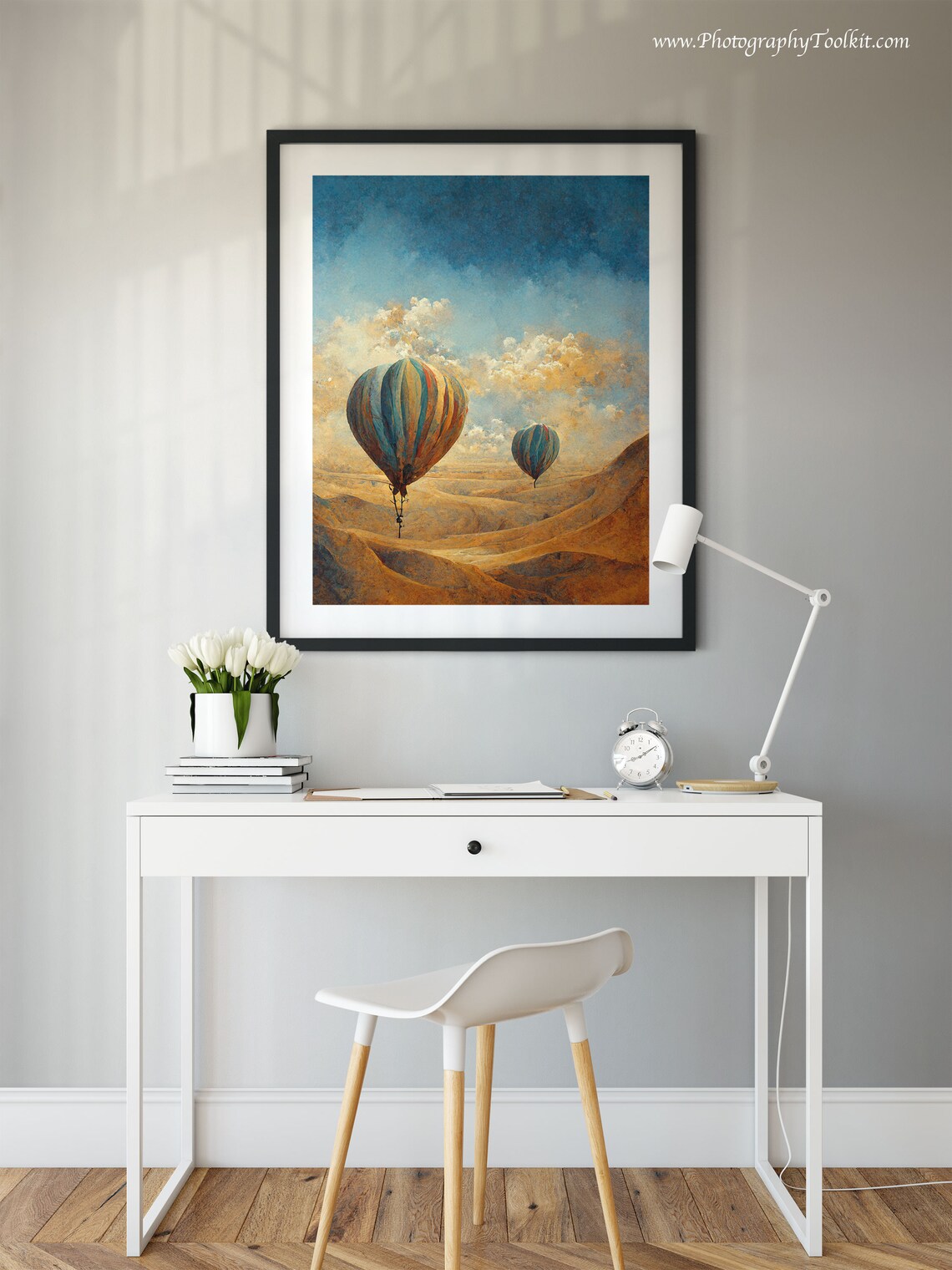 Vintage Hot Air Balloons Desert Dunes Adventure Travel Poster - Image 2