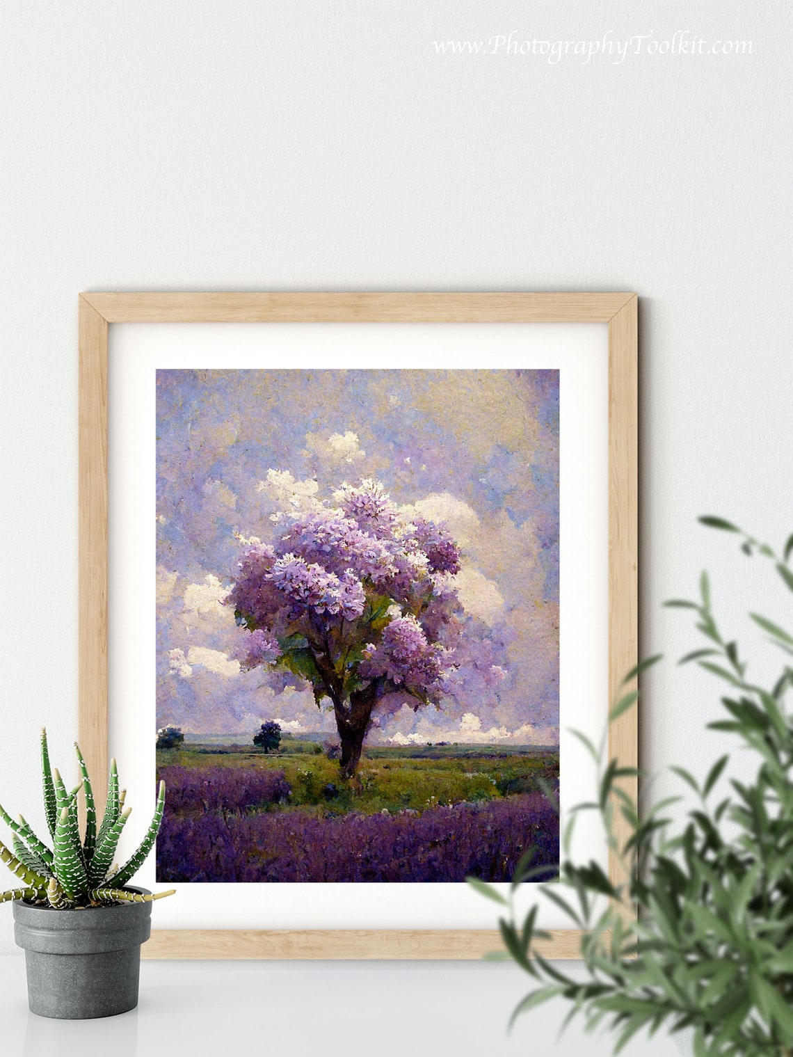 Solitary Flowering Tree Lavender Field Impressionist Wall Art - Image 5