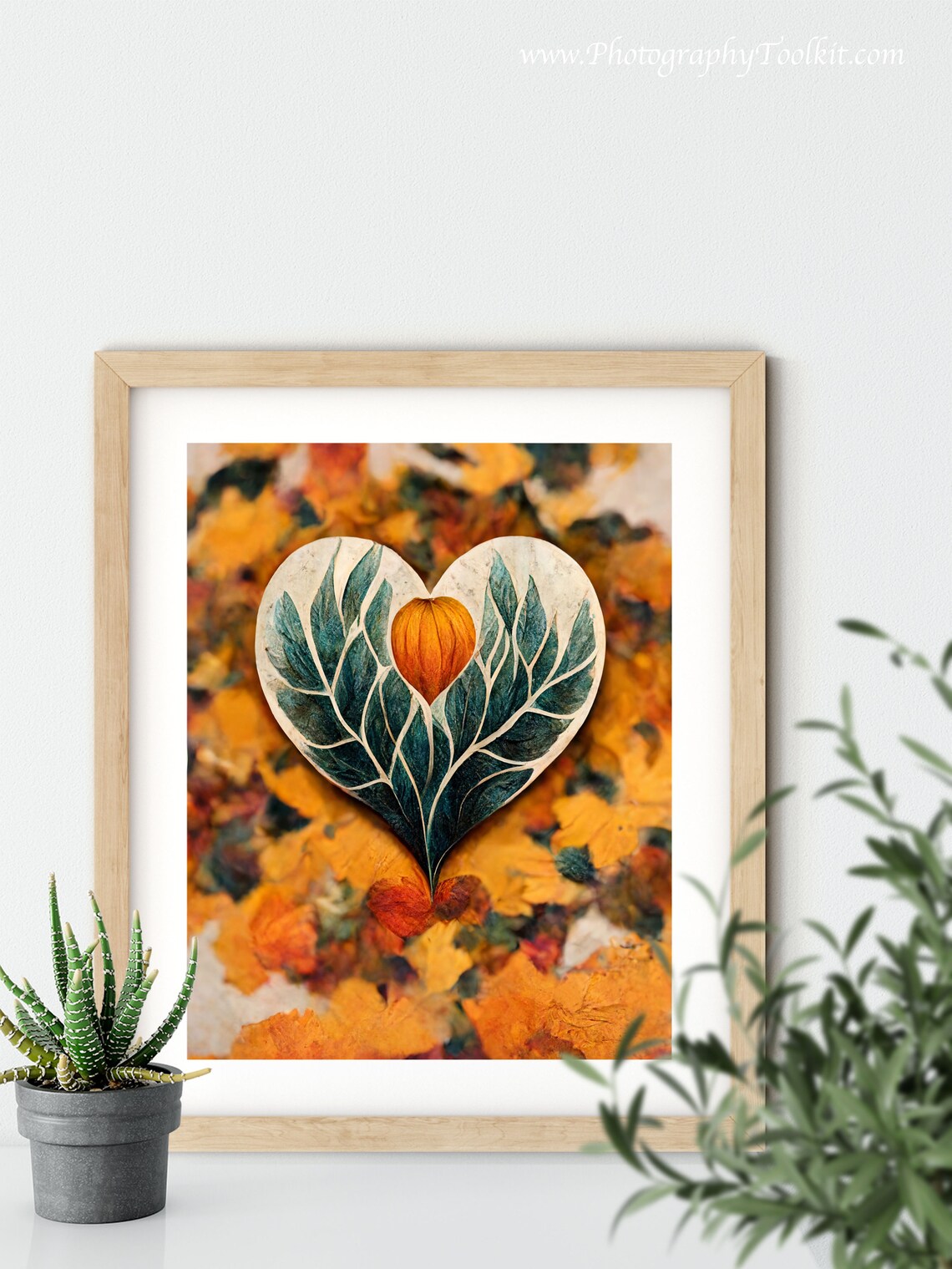 Thanksgiving Heart Autumn Leaves Orange Pumpkin Fall Seasonal Print - Image 5