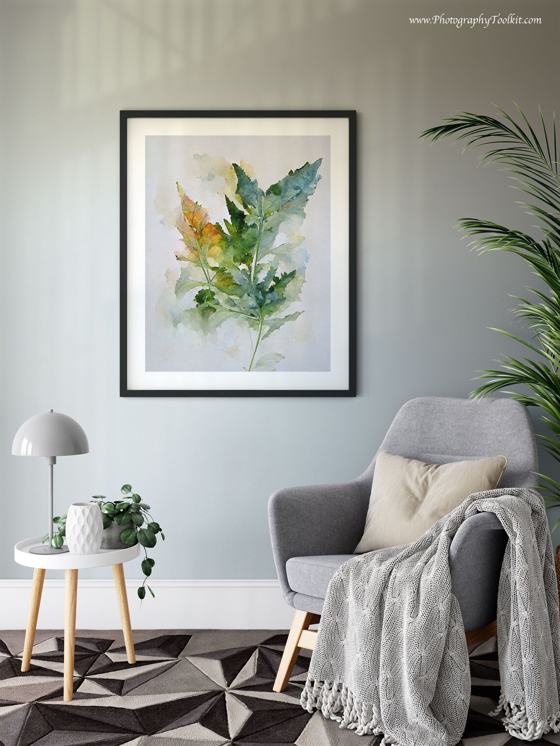 Elegant Botanical Green Leaves Watercolor Soft Nature Wall Art - Image 5
