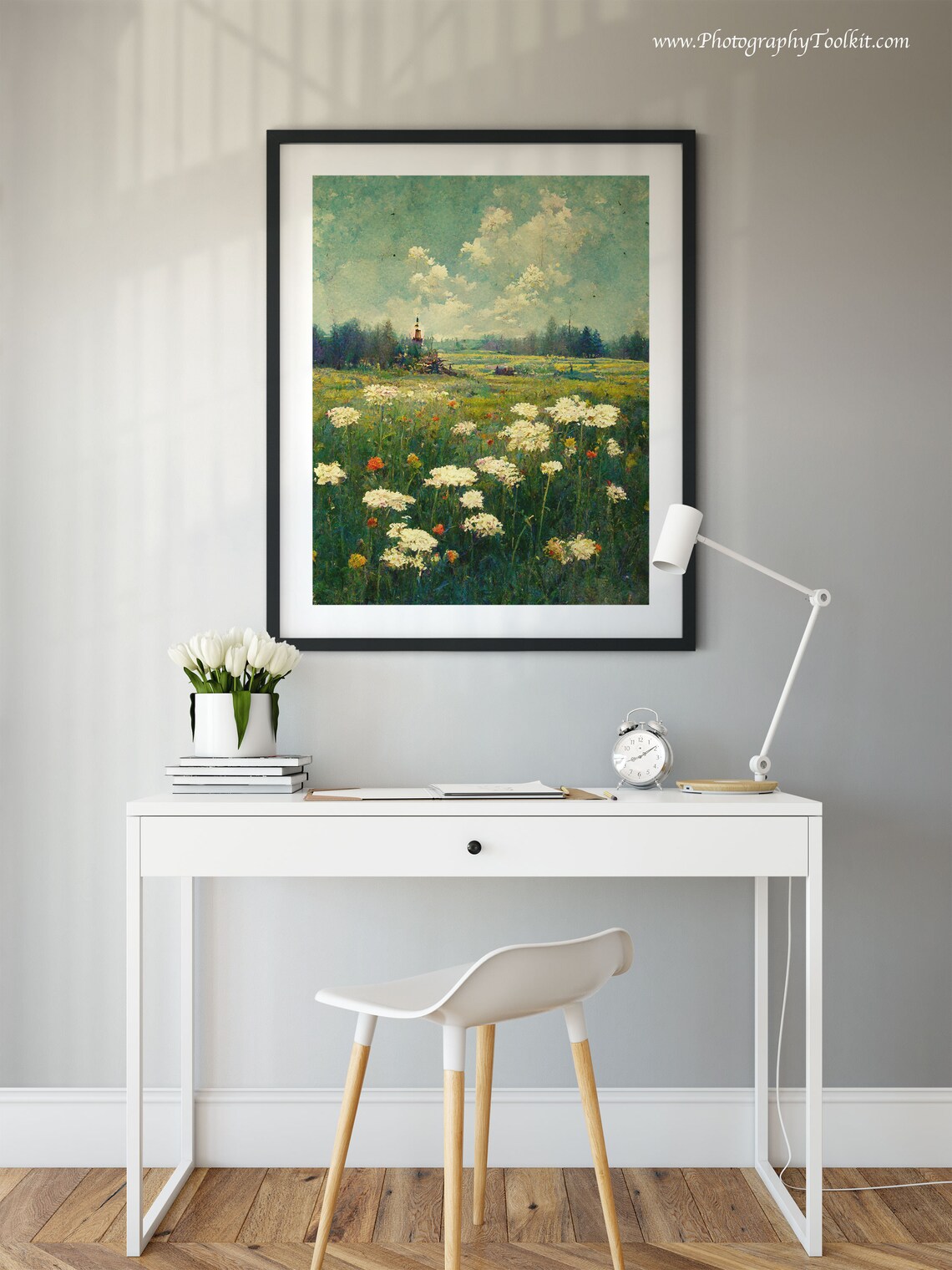 Vintage Spring Meadow Painting, Country Landscape Art Print - Image 2