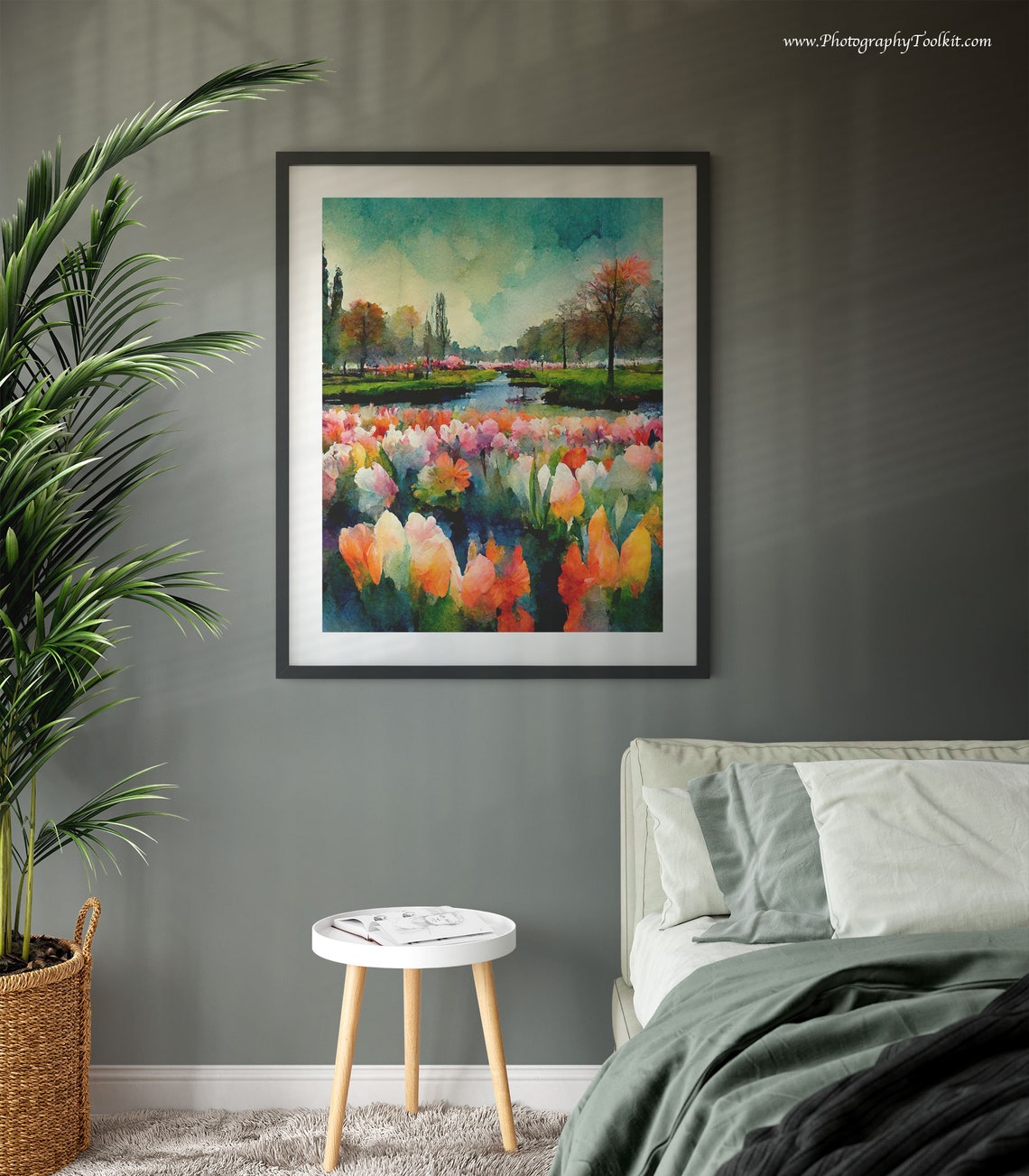 Keukenhof Tulip Field Print Netherlands Poster Flower Field Art Print Scandinavian Wall Art Countryside Flower Field Flower Field Print - Image 3