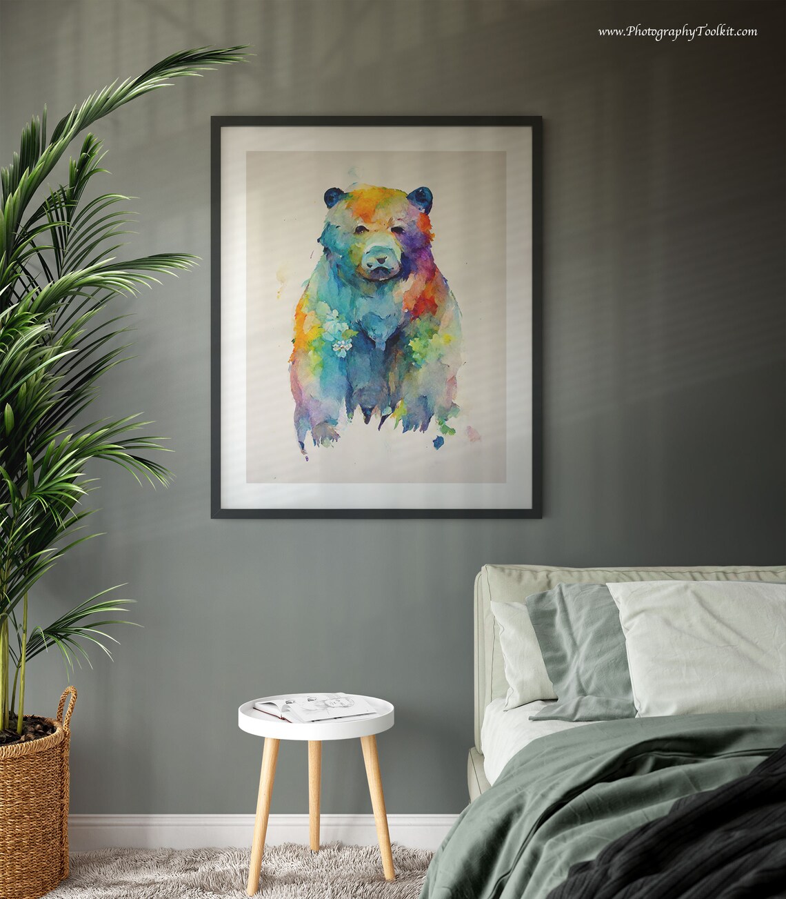 Colorful Watercolor Bear Multicolor Wildlife Art Cute Animal Poster - Image 3