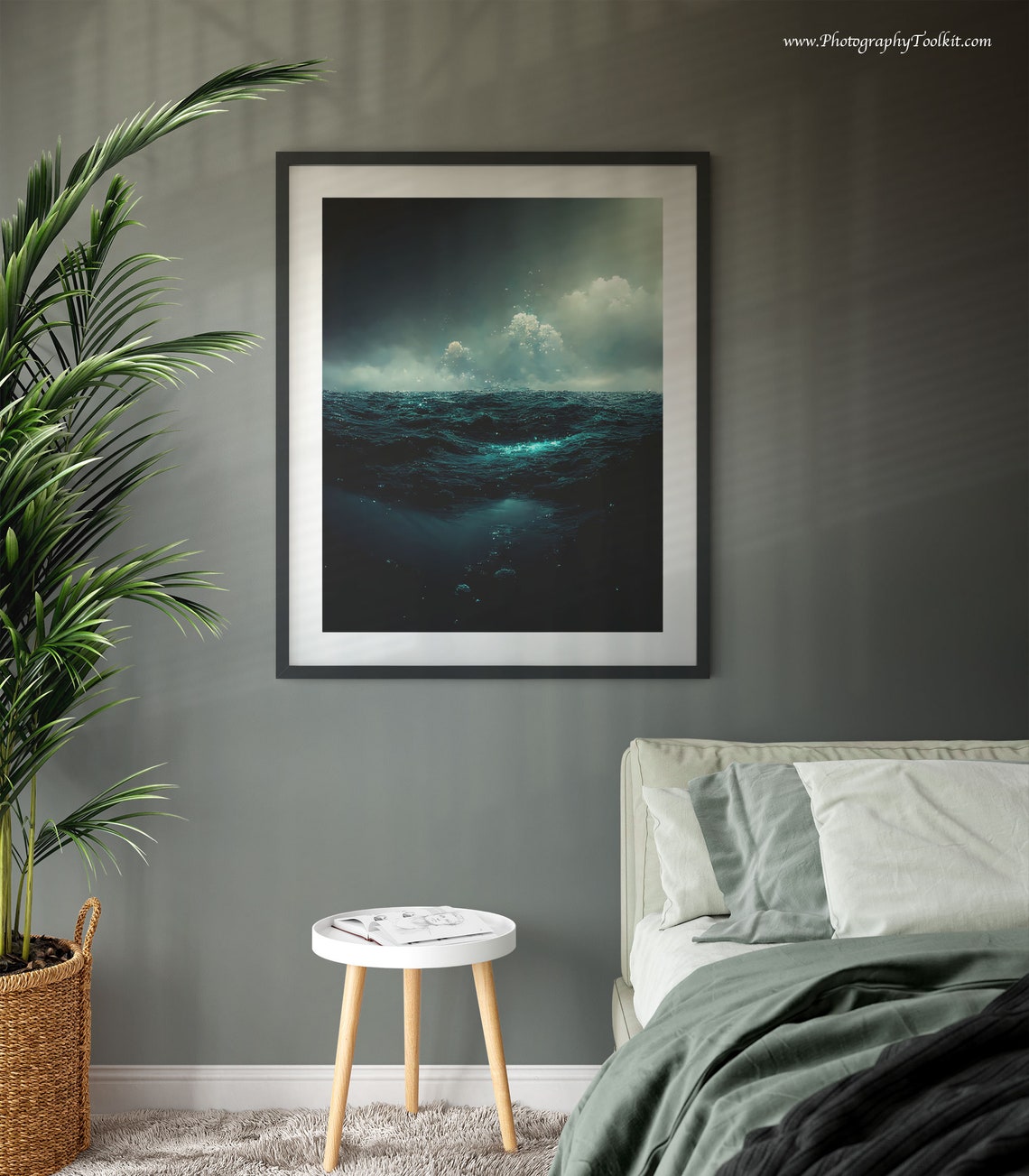 Dark Ocean Moonlit Waves Dramatic Night Seascape Scenic Poster - Image 3