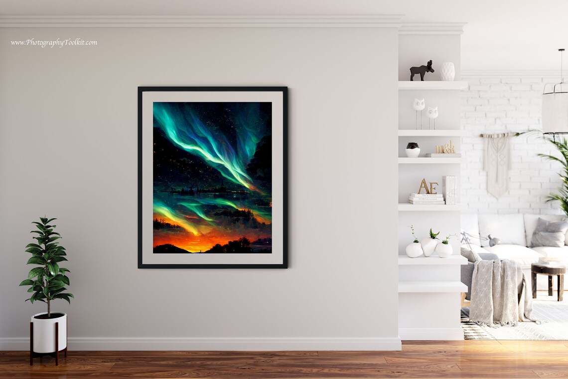 Aurora Borealis Starry Sky Wall Art Print - Image 4