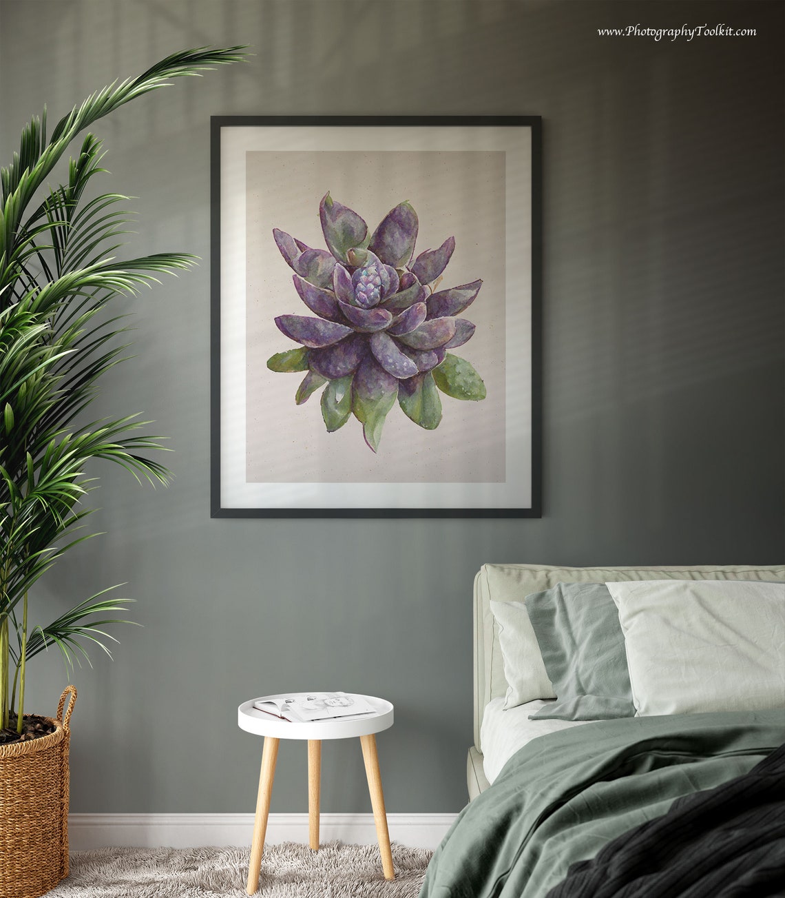 Purple Succulent Plant Watercolor Botanical Illustration Art Poster - Image 3