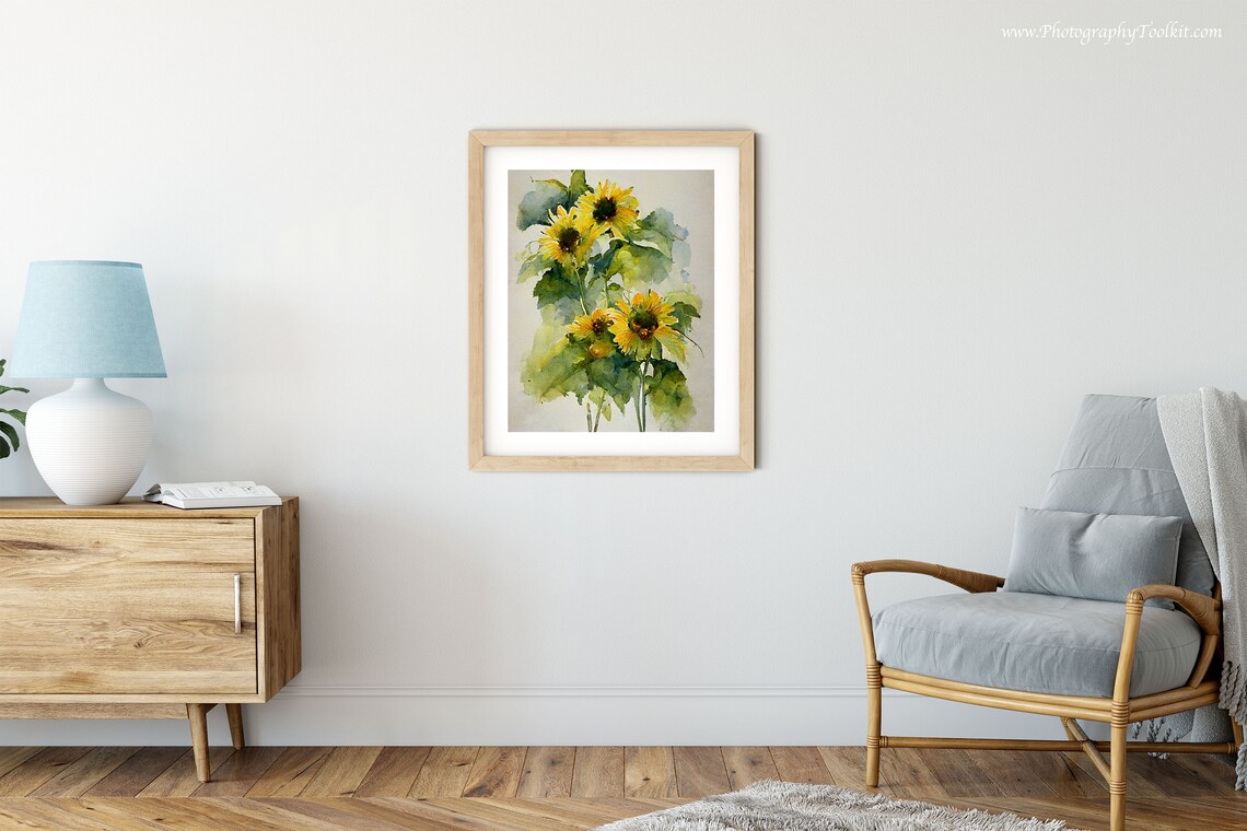 Sunflower Watercolor Botanical Home Decor Art Print - Image 5