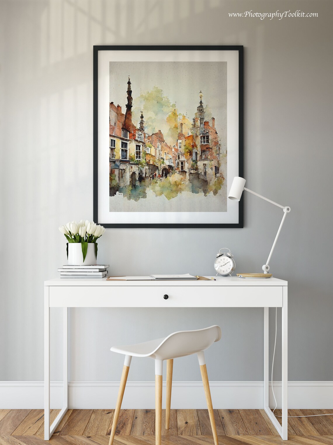 Bruges Travel Poster, Belgian Village Canal - Image 2