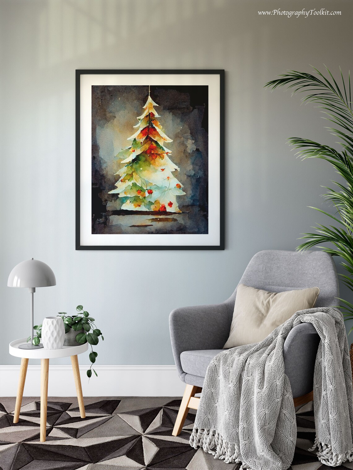Christmas Tree Watercolor Art Print, Holiday Decor - Image 6