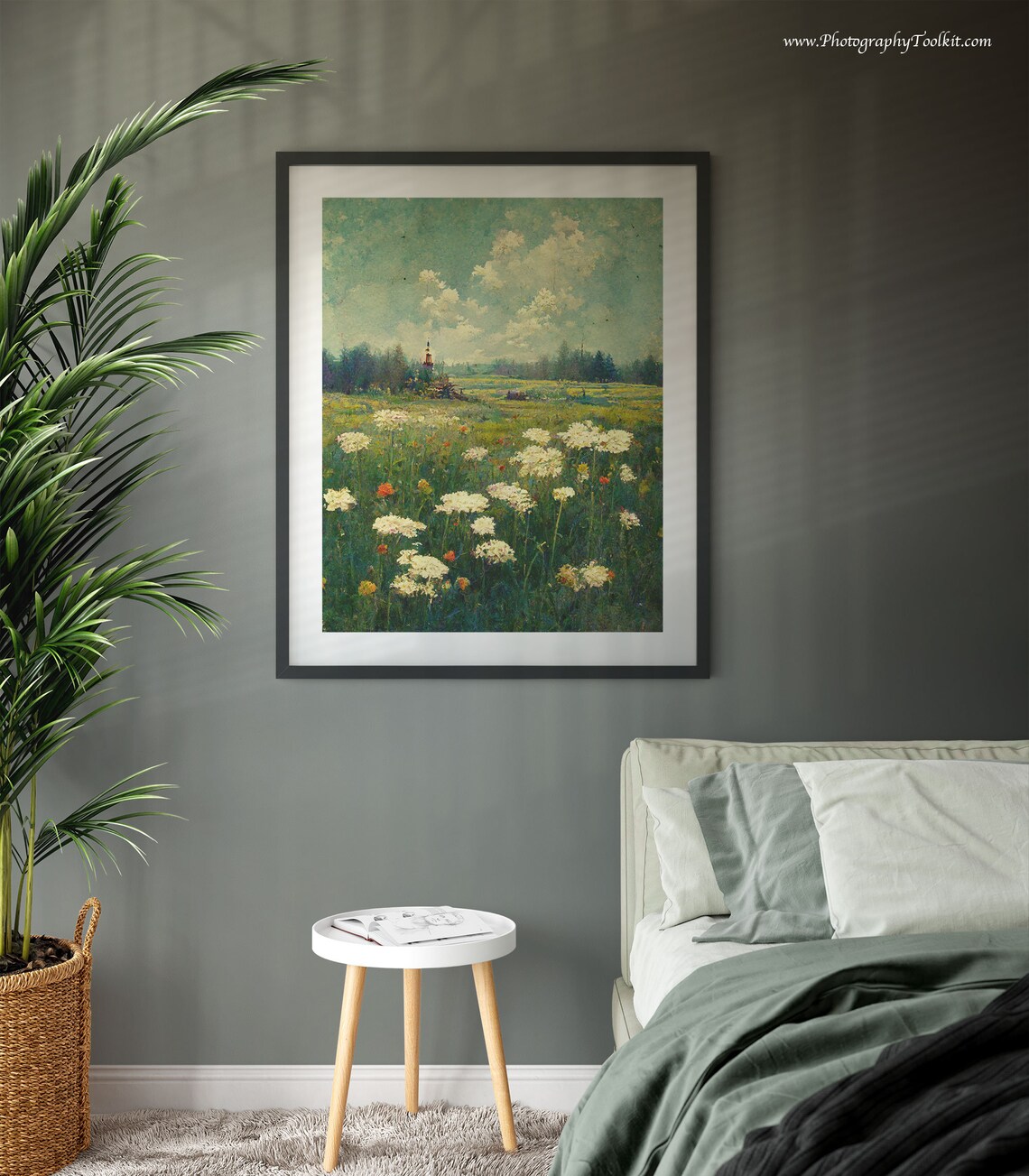 Vintage Spring Meadow Painting, Country Landscape Art Print - Image 3