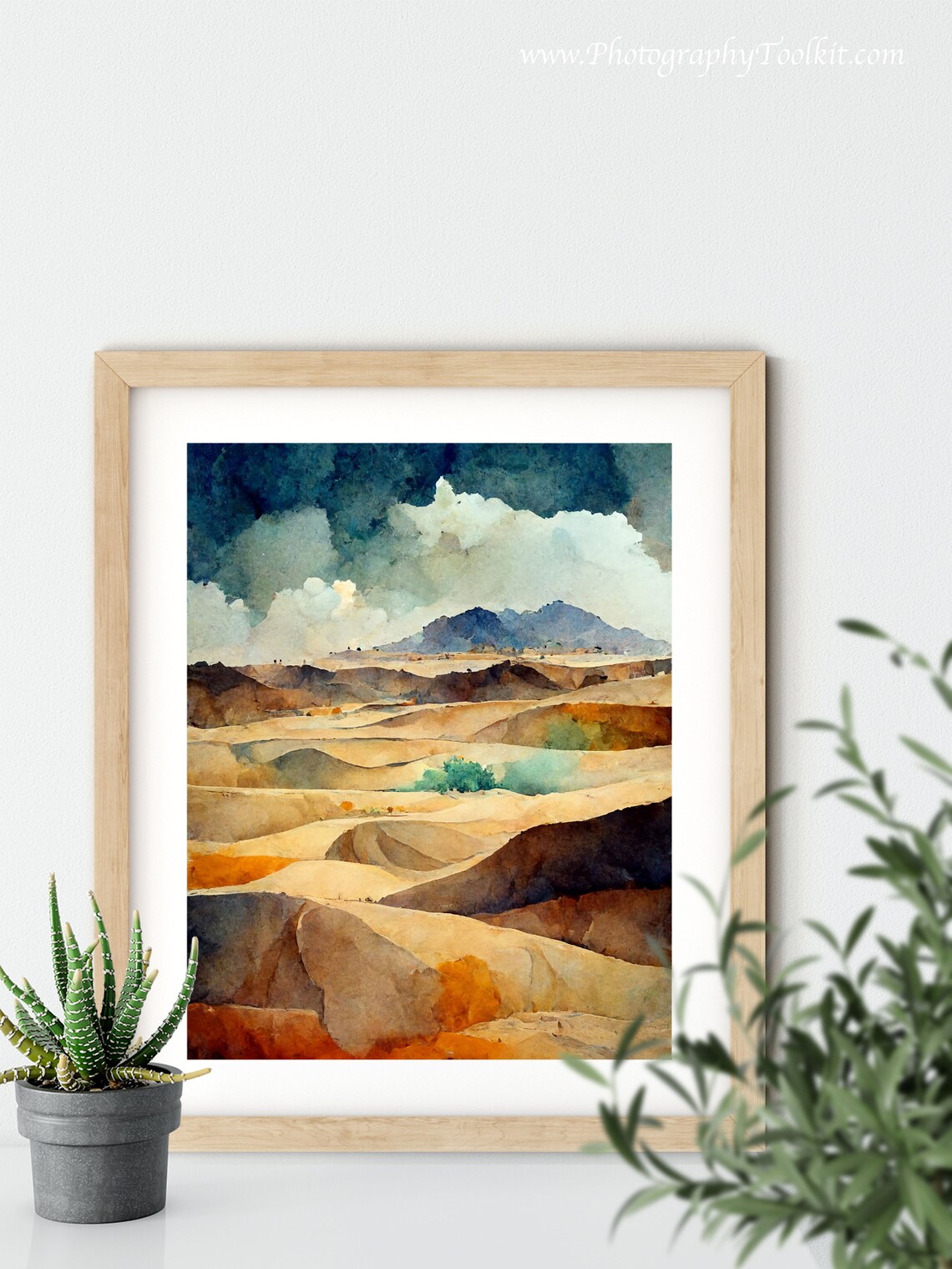 Desert Dunes Storm Sky Moody Watercolor Landscape Scenic Poster - Image 5