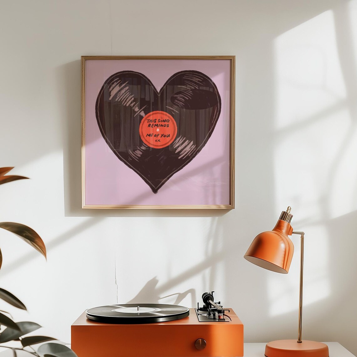 Heart Vinyl Record This Song Reminds Me Of You Romantic Music Poster