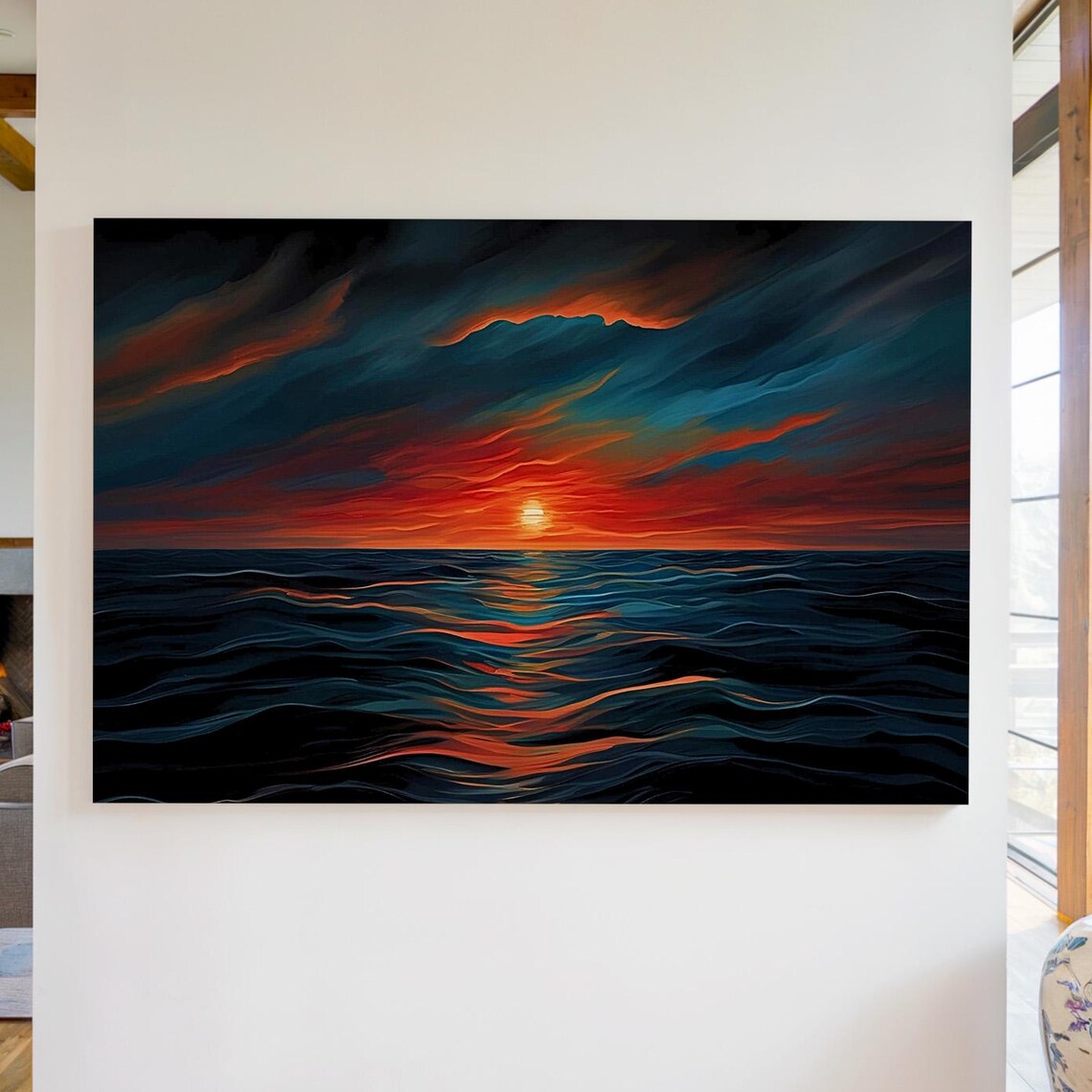 Ocean Sunset Poster, Iconic Landscape Art Print