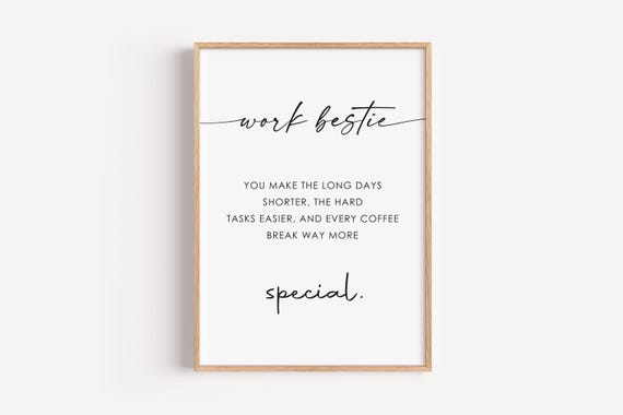 Work Bestie Wall Coworker Gift Office Decor For Friend Art Minimalist