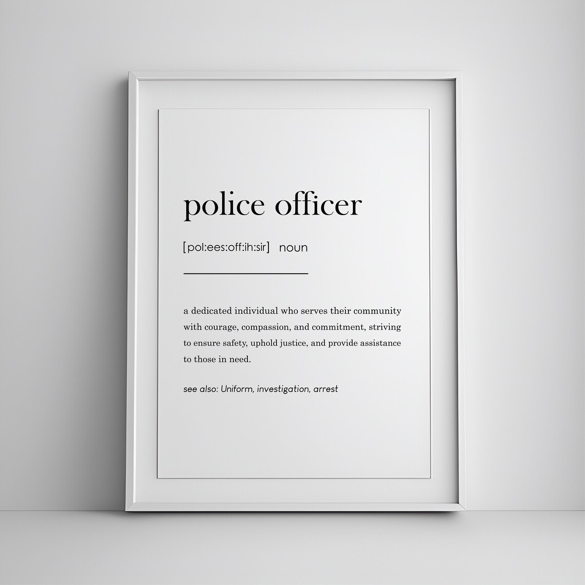 Police Officer Definition Dictionary Art Gift For Graduation Cop Wall Print