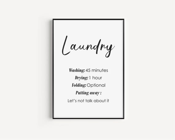 Funny Laundry Sign Typography Poster Print Room Decor Minimalist Art