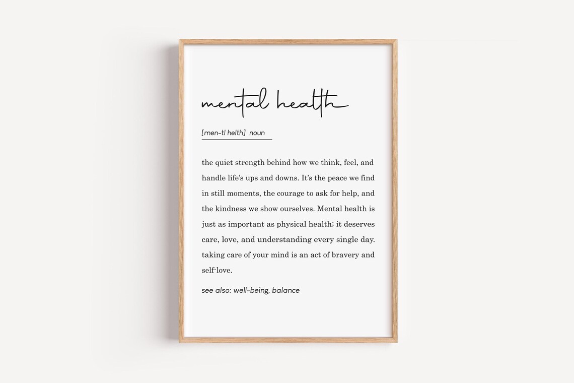 Mental Health Definition Poster, Therapist Office Decor