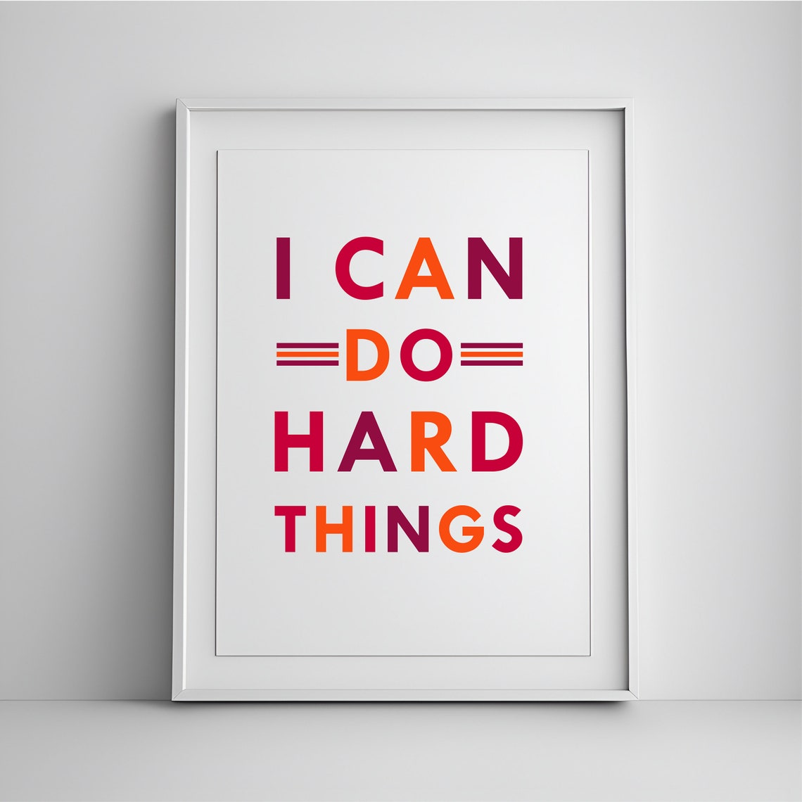 I Can Do Hard Things Bold Pink Orange Growth Mindset Quote Poster