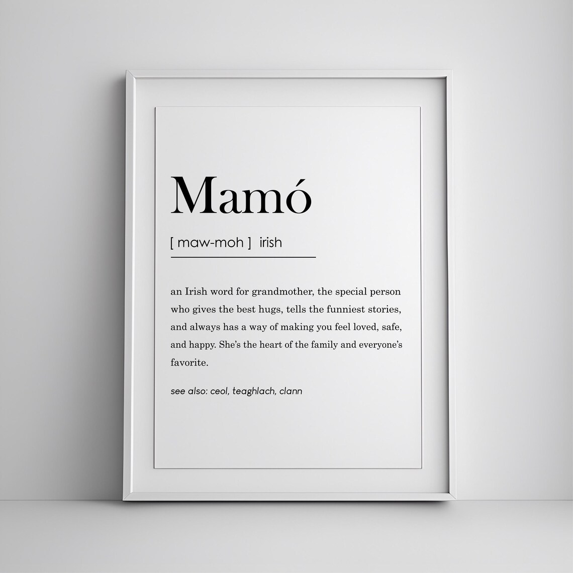 Mamo Irish Grandmother Definition Print Heartfelt Family Gift