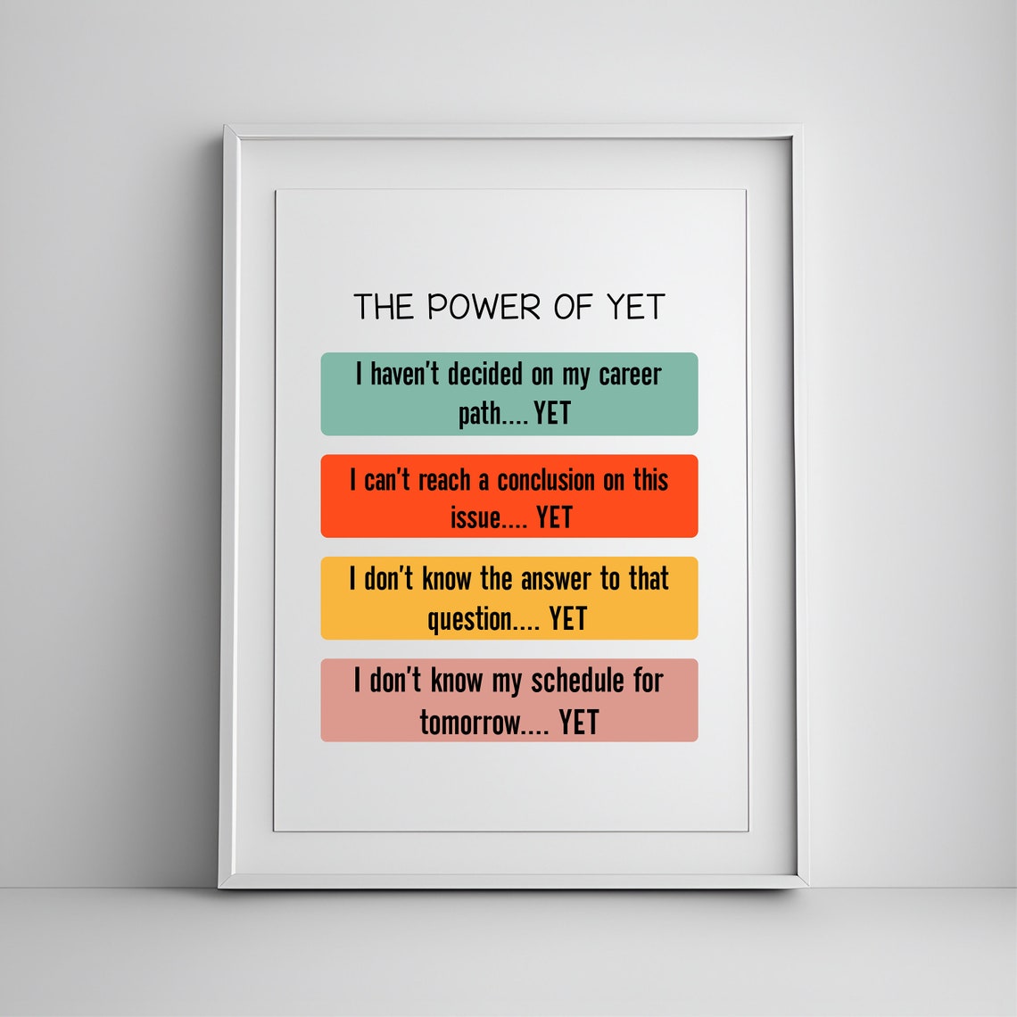 The Power Of Yet Growth Mindset Classroom Positive Affirmation Poster