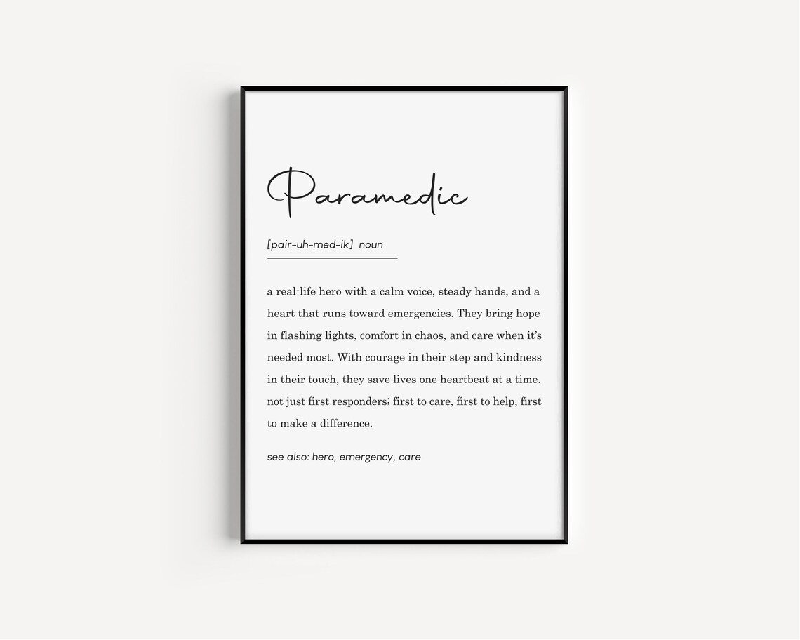 Paramedic Definition Typography Art Print