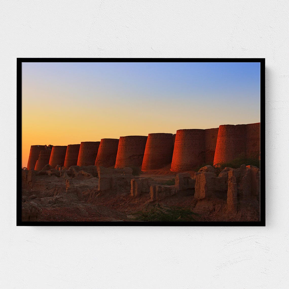 Ancient Fort Walls Sunset Desert Ruins Landscape Photo Poster