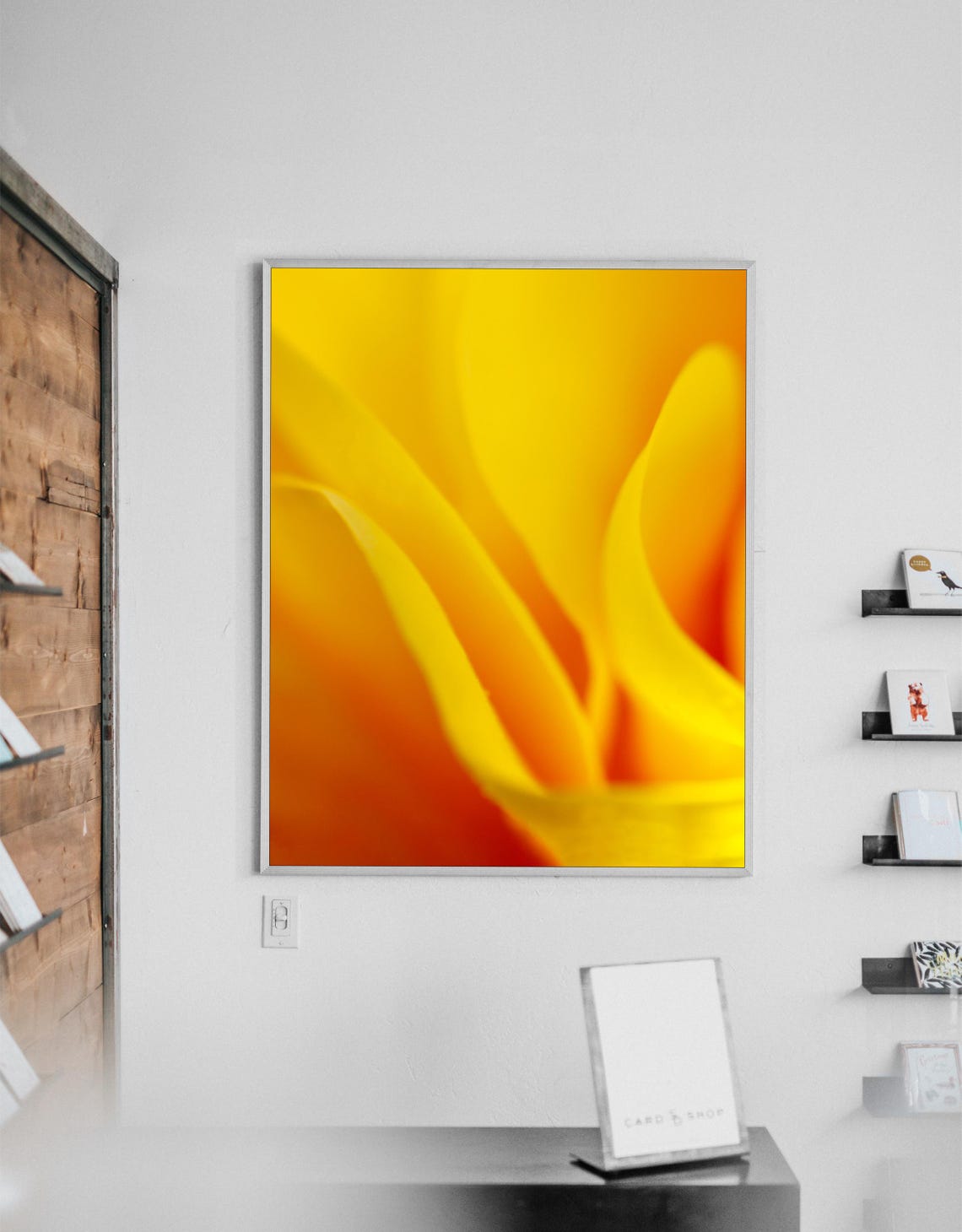 Yellow Flower Petals Macro Abstract Botanical Photography Poster