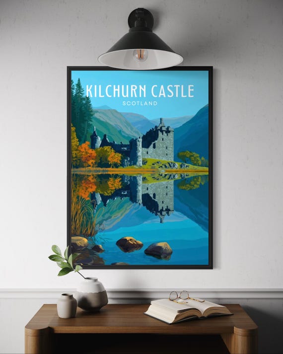 Kilchurn Castle Poster Scotland Art Loch Awe Print Historic Decor Scottish Highlands Travel Artwork Lochs Wall