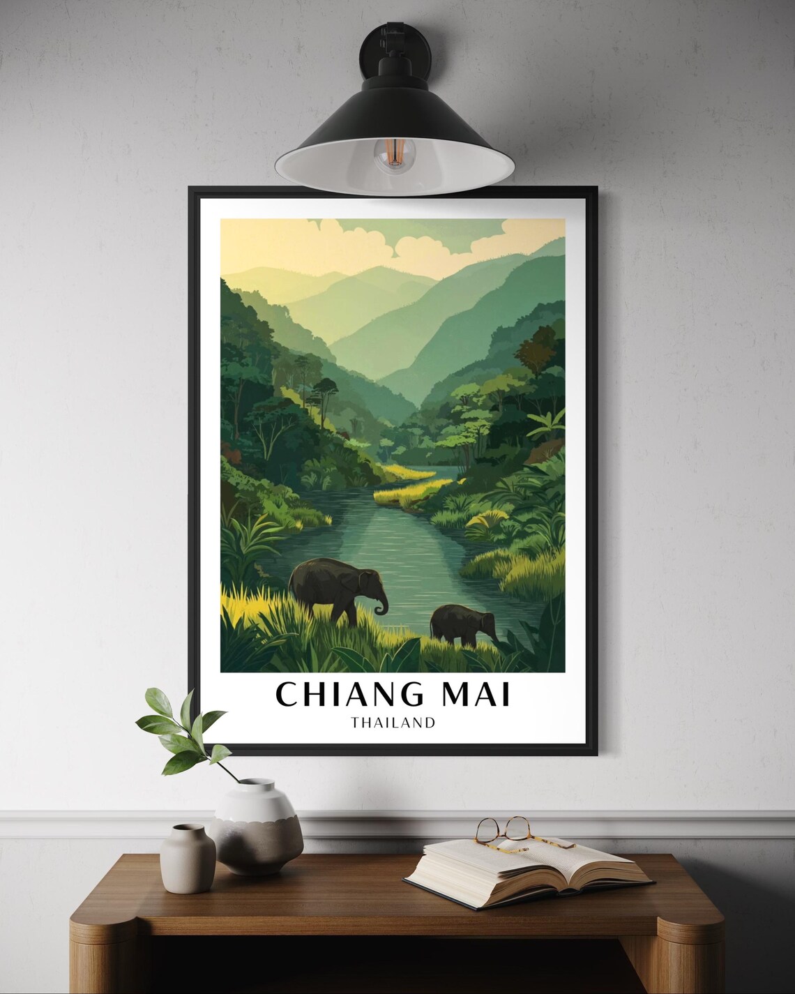 Chiang Mai Elephant Sanctuary Poster, Thailand Wildlife