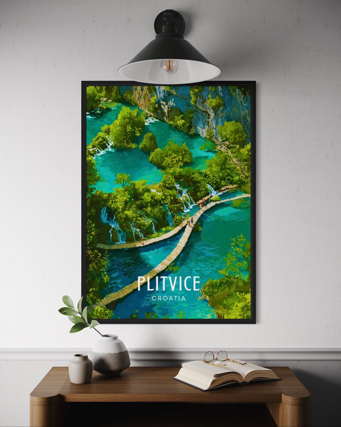 Plitvice Croatia Turquoise Lakes Boardwalk Nature Travel Poster