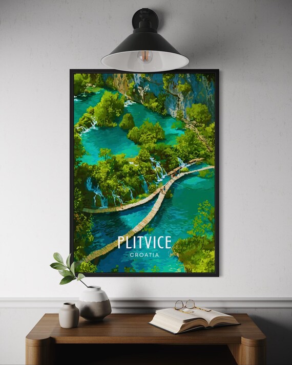 Plitvice Croatia Turquoise Lakes Boardwalk Nature Travel Poster