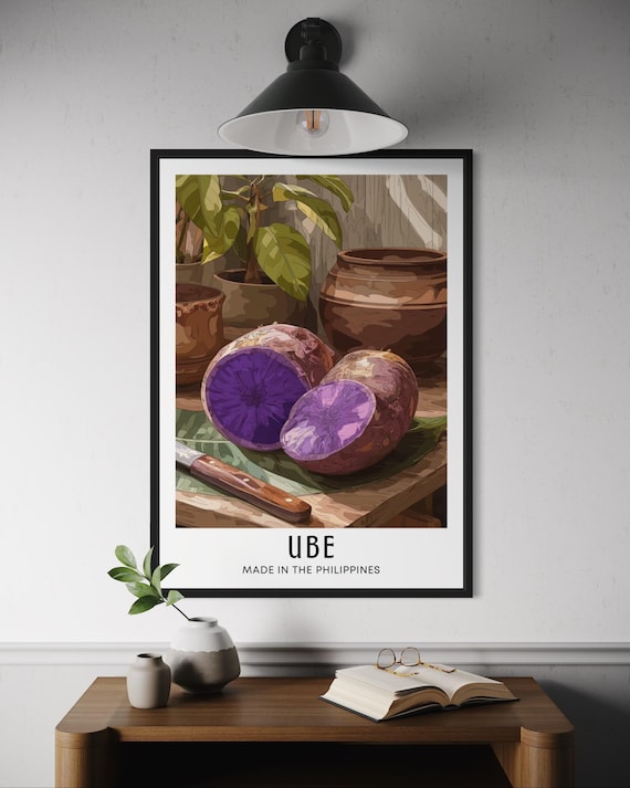 Ube Poster Purple Yam Wall Art Filipino Dessert Ingredient Print Tropical Food Kitchen Decor Philippines Artwork South East Asia