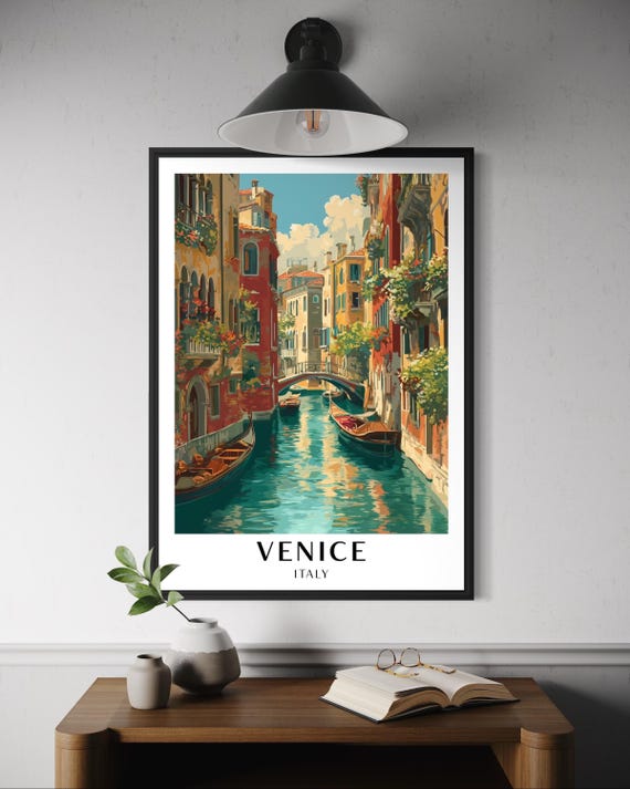 Venice Italy Wall Art Grand Canal Gondolas Poster Travel Print Home Decor European Cityscape Artwork