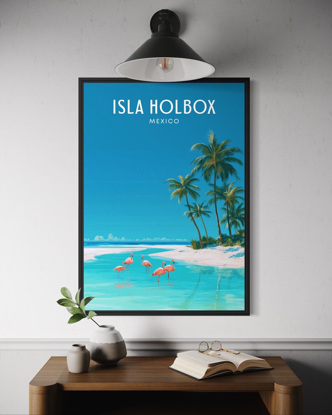 Holbox Travel Poster, Tropical Island Beach Landscape