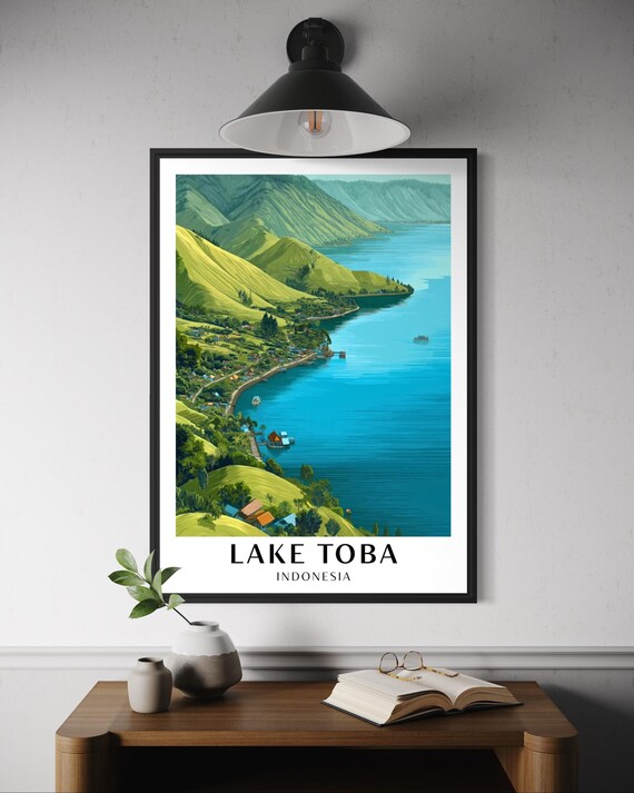 Lake Toba Indonesia Poster Sumatra Landscape Wall Art Tropical Print Southeast Asia Travel Decor Indonesian Nature Adventure