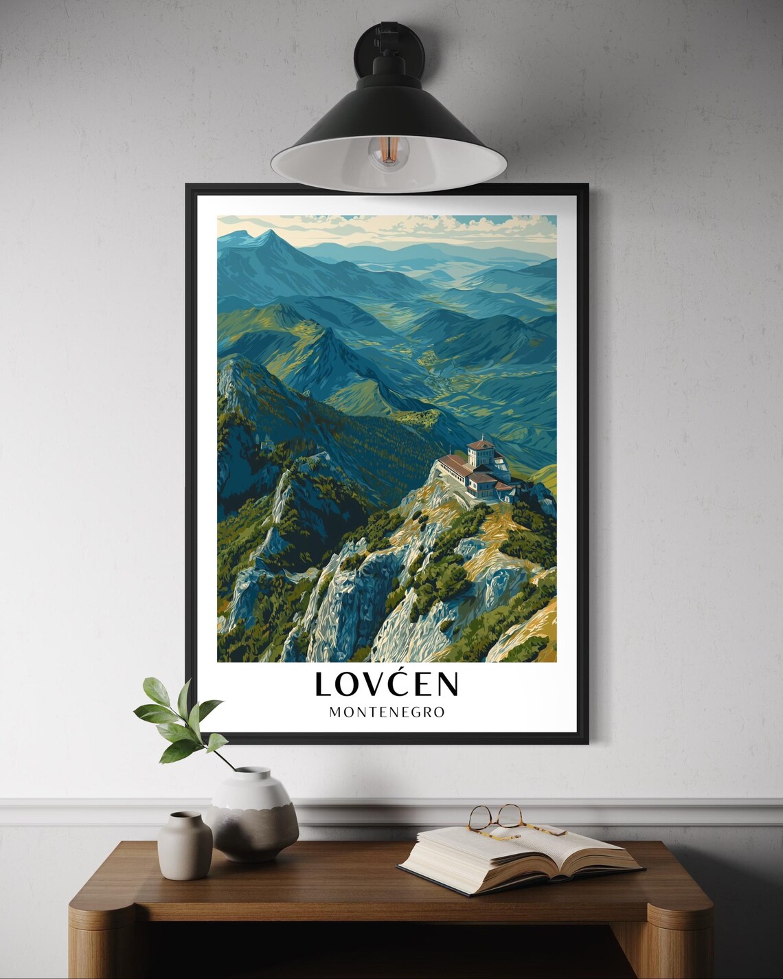 Lovcen Montenegro Travel Poster Mountain Mausoleum Summit View