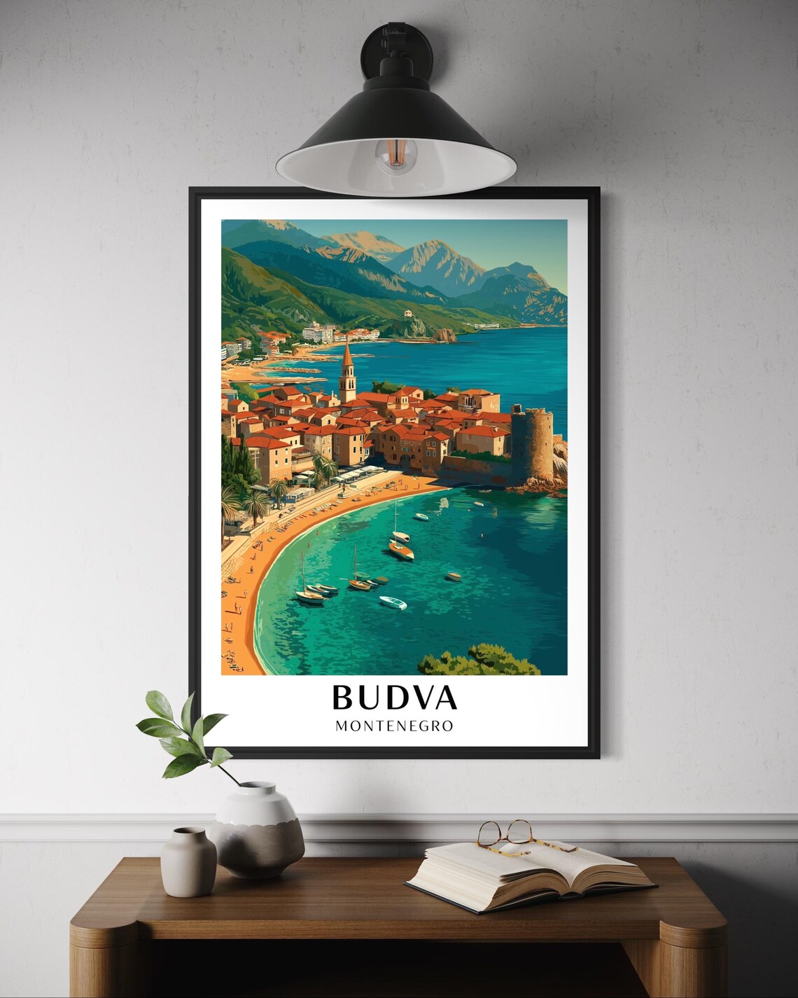 Budva Montenegro Poster, Adriatic Seaside Travel Poster