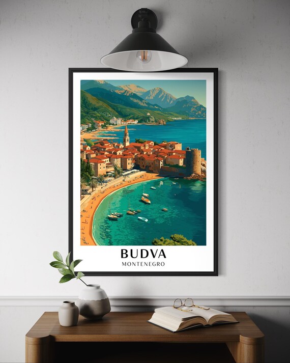 Budva Montenegro Poster, Adriatic Seaside Travel Poster