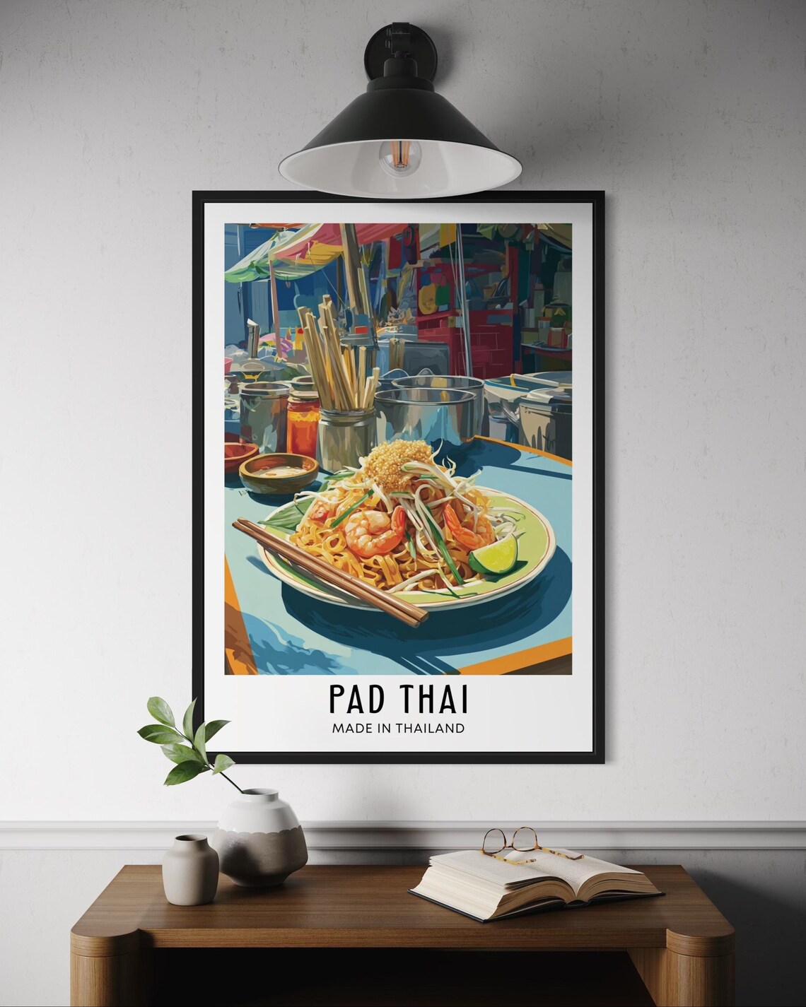 Pad Thai Shrimp Street Food Bangkok Market Style Kitchen Poster
