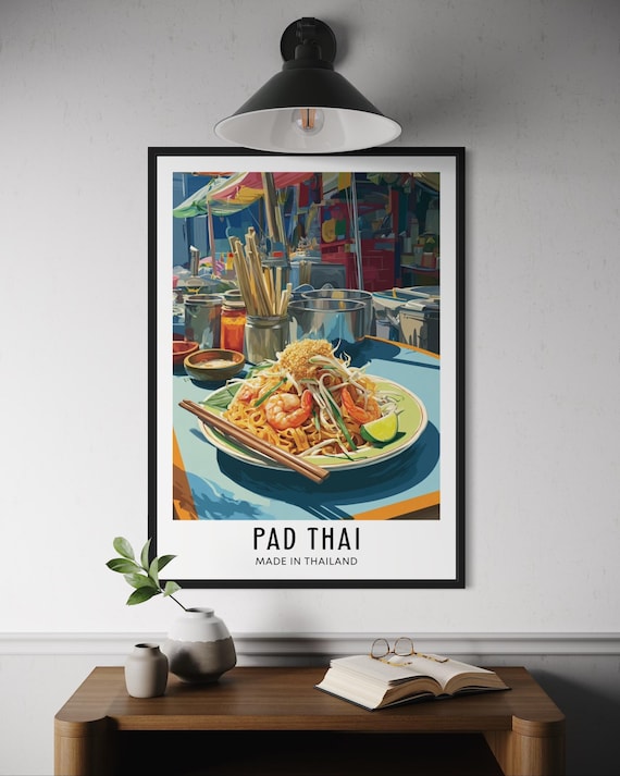 Pad Thai Shrimp Street Food Bangkok Market Style Kitchen Poster