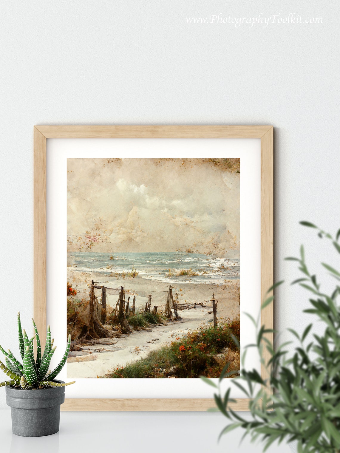 Vintage Beach with Old Fishing Nets and Rolling Waves Art Print - Image 5